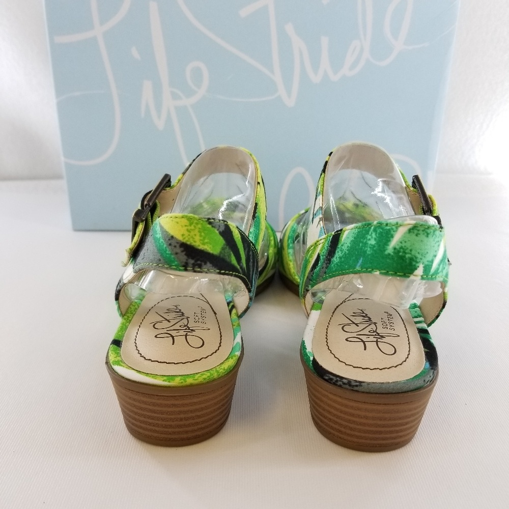 LIFESTRIDE Monaco Green Blue Palm Sandals Sz 7.5 M - Picture 7 of 8